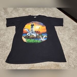 STARFLY GLOW IN THE DARK SLEEPWEAR Lighthouse Seagulls Graphic Black 2xl - 3XL